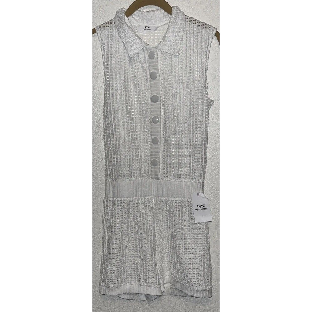 PW Privacy Wardrobe White Mesh Shorts Romper Jumpsuit Women Sz Med